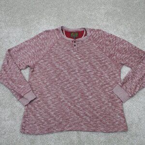 Lucky Brand Henley‎ Shirt Mens XL Red Heather 100% Cotton Long Sleeve Pullover